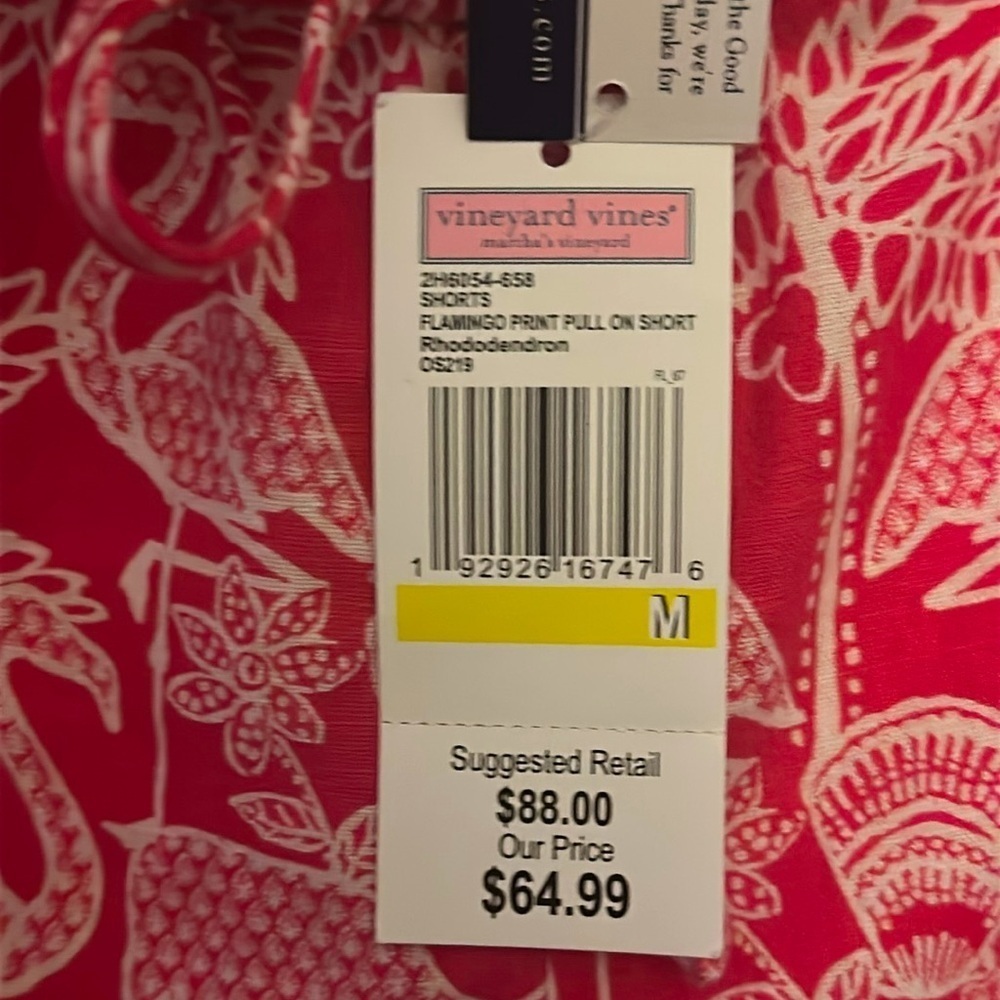 NWT Vineyard Vines Womens Pink Flamingo Print Linen Blend Short Sz Medium Preppy - Picture 7 of 9